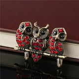 "Red Rose" Owl Brooch